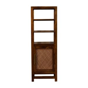 Solid Mango Wood Chestnut Finished Cane Door Display Unit